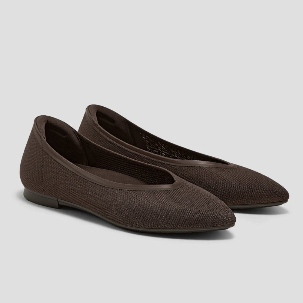 Classic Pointed Toe Flats in Dark Brown